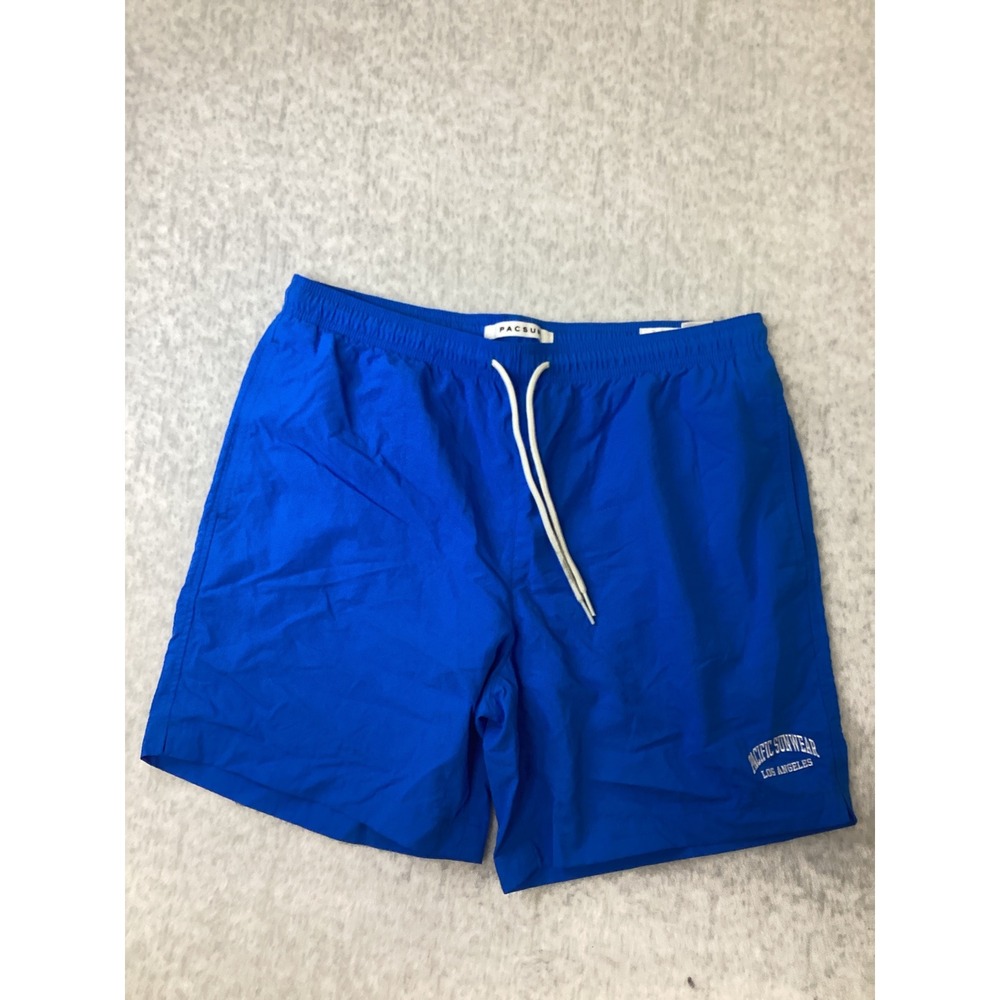 PacSun Mens Blue Swim Trunks Pacific Sunwear Los Angeles Mesh Lined Size M NWOT‎